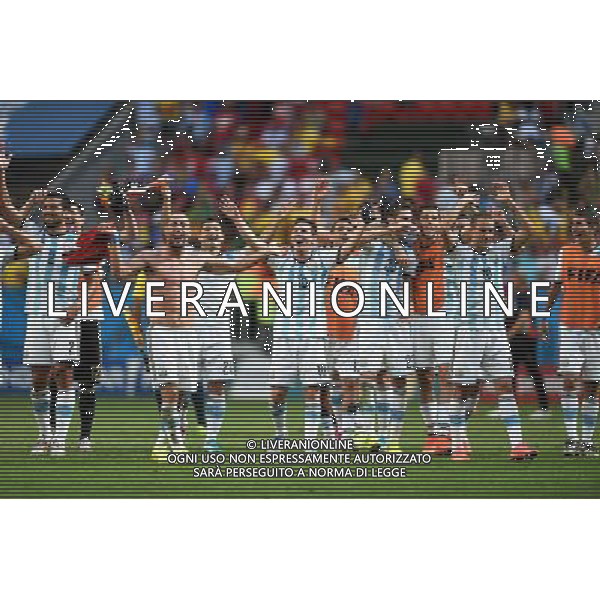 RADOSC LIONEL MESSI PABLO ZABALETA RODRIGO PALACIO 2014.07.05 ESTADIO NATIONAL DE BRASILIA GARRINCHA BRAZYLIA PILKA NOZNA MISTRZOSTWA SWIATA FIFA WORLD CUP 2014 KADRA REPREZENTACJA ARGENTYNA - BELGIA FOTO PAULA DUDA / PRESSFOCUS/NEWSPIX.PL --- Newspix.pl AG ALDOL IVERANI SAS ONLY ITALY *** Local Caption *** www.newspix.pl mail us: info@newspix.pl call us: 0048 022 23 22 222 --- Polish Picture Agency by Ringier Axel Springer Poland