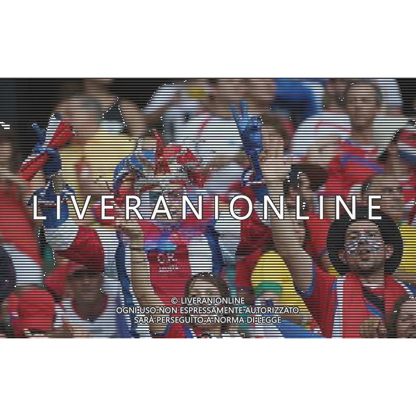 (140705) -- SALVADOR, July 5, 2014 () -- Costa Rica\'s fans cheer for their team during a quarter-finals match between Netherlands and Costa Rica of 2014 FIFA World Cup at the Arena Fonte Nova Stadium in Salvador, Brazil, on July 5, 2014.(/Cao Can)(pcy) ©photoshot/Agenzia Aldo Liverani sas - ITALY ONLY - EDITORIAL USE ONLY - Olanda vs Costa Rica partita di quarti di finale Coppa del mondo FIFA 2014 in Salvador, in Brasile, il 5 luglio 2014.