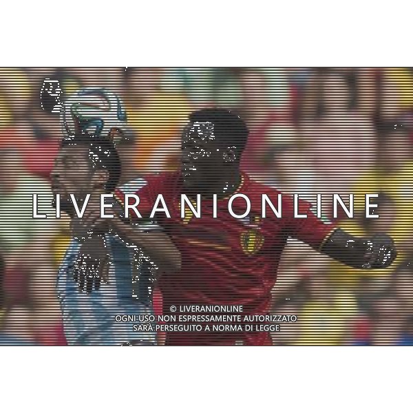 (140705) -- BRASILIA, July 5, 2014 () -- Belgium\'s Romelu Lukaku (R) competes for a header during a quarter-finals match between Argentina and Belgium of 2014 FIFA World Cup at the Estadio Nacional Stadium in Brasilia, Brazil, on July 5, 2014. Argentina won 1-0 over Belgium and qualified for the semi-finals. (/Qi Heng)(pcy) ©photoshot/Agenzia Aldo Liverani sas - ITALY ONLY - EDITORIAL USE ONLY - ARGENTINA VS BELGIO partita di quarti di finale Coppa del Mondo 2014 FIFA World Cup allo stadio Estadio Nacional di Brasilia, in Brasile, il 5 luglio 2014. Argentina ha vinto 1-0 contro il Belgio e si qualifica per le semifinali.
