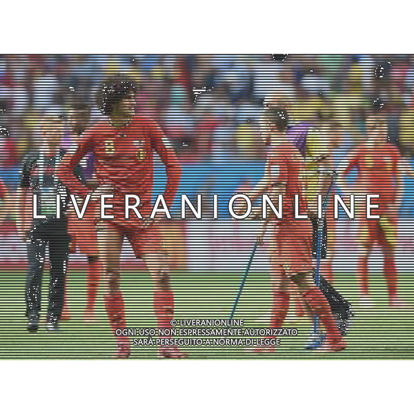 (140705) -- BRASILIA, July 5, 2014 () -- Belgium\'s players react after a quarter-finals match between Argentina and Belgium of 2014 FIFA World Cup at the Estadio Nacional Stadium in Brasilia, Brazil, on July 5, 2014. Argentina won 1-0 over Belgium and qualified for the semi-finals. (/Liu Dawei)(rh) ©photoshot/Agenzia Aldo Liverani sas - ITALY ONLY - EDITORIAL USE ONLY - ARGENTINA VS BELGIO partita di quarti di finale Coppa del Mondo 2014 FIFA World Cup allo stadio Estadio Nacional di Brasilia, in Brasile, il 5 luglio 2014. Argentina ha vinto 1-0 contro il Belgio e si qualifica per le semifinali.