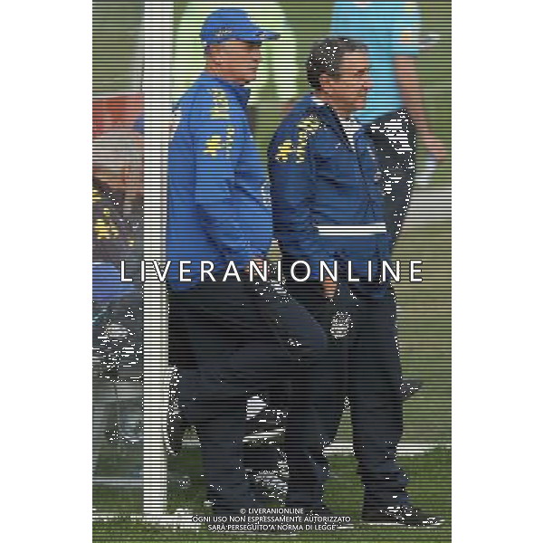 RJ - COPA/BRASIL/TREINO - ESPORTES - O t nico Luiz Felipe Scolari e o coordenador-t nico Carlos Alberto Parreira durante o treino da sele o brasileira de futebol realizado na Granja Comary, em Teres olis, regi serrana do Rio de Janeiro, neste domingo (6). A equipe se prepara para enfrentar a Alemanha na pr ima ter -feira (08), pelas semifinais da Copa do Mundo 2014. 06/07/2014 - Foto: WILTON JUNIOR/ESTAD CONTE O ©PHOTOSHOT/Agenzia Aldo Liverani sas - ITALY ONLY - EDITORIAL USE ONLY - Allenamento della nazionale Brasiliana a Rio de Janeiro, Brasile 6 luglio 2014 in attesa della semifinale della coppa del mondo FIFA 2014