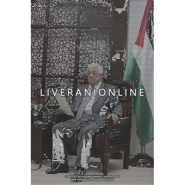 (140706) -- RAMALLAH, July 6, 2014 () -- Palestinian President Mahmoud Abbas speaks to journalists following his meeting with Robert Serry (unseen), the UN special coordinator for the Middle East peace process, at his office in the West Bank city of Ramallah on July 6, 2014. Abbas requested the United Nations to form an international fact-finding committee to investigate what he described as ongoing Israeli violations against the Palestinians. (/Fadi Arouri) ©PHOTOSHOT/Agenzia Aldo Liverani sas - ITALY ONLY - EDITORIAL USE ONLY - Il presidente palestinese Mahmoud Abbas parla ai giornalisti per il processo di pace in Medio Oriente, nel suo ufficio nella citta\' di Ramallah il 6 luglio 2014