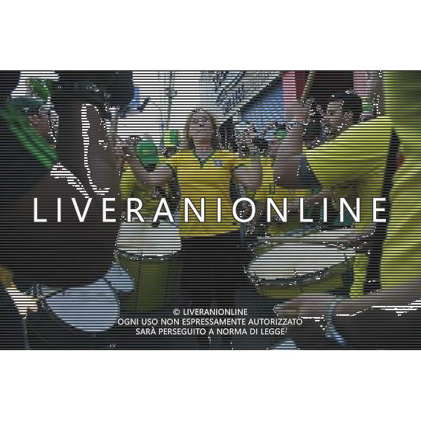 Animatrice de la tele bresilienne avant le match avec les supporters du Bresil - 08.07.2014 - Bresil / Allemagne - 1/2Finale de la Coupe du Monde 2014 Photo : Dave Winter / Icon Sport AG ALDO LIVERANI SAS ONLY ITALY