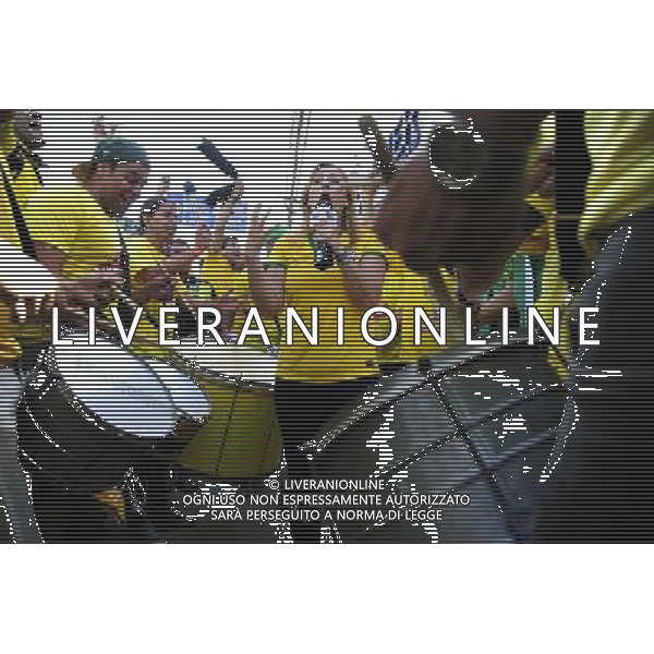 Animatrice de la tele bresilienne avant le match avec les supporters du Bresil - 08.07.2014 - Bresil / Allemagne - 1/2Finale de la Coupe du Monde 2014 Photo : Dave Winter / Icon Sport AG ALDO LIVERANI SAS ONLY ITALY