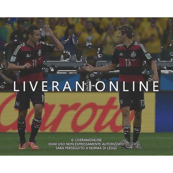 FIFA World Cup Brasile 2014 Semifinali Belo Horizonte - 08.07.2014 Brasile-Germania Nella Foto:muller esulta con klose /Ph.Vitez-Ag. Aldo Liverani