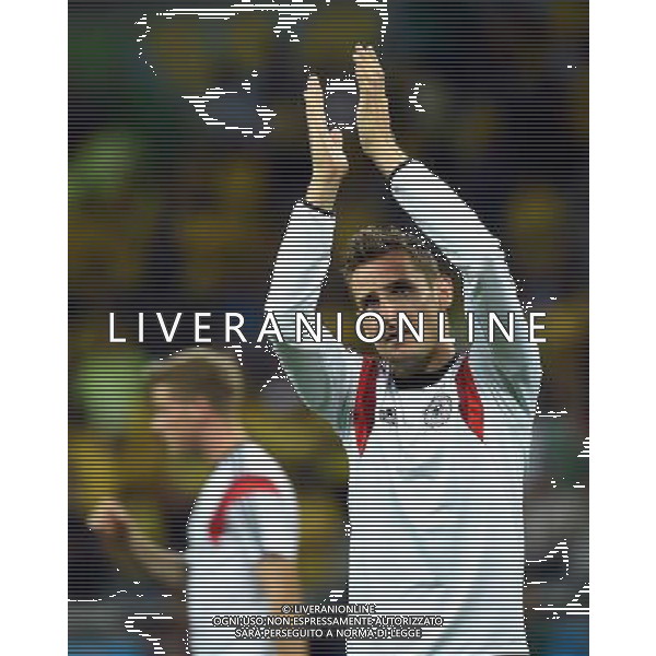 (140708) -- BELO HORIZONTE, July 8, 2014 () -- Germany\'s Miroslav Klose applauds spectators after a semifinal match between Brazil and Germany of 2014 FIFA World Cup at the Estadio Mineirao Stadium in Belo Horizonte, Brazil, on July 8, 2014. Germany won 7-1 over Brazil and qualified for the final on Tuesday. (/Liu Dawei)(pcy) AG ALDO LIVERANI SAS ONLY ITALY