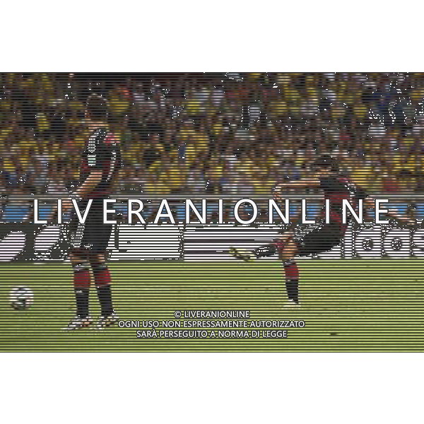 (140708) -- BELO HORIZONTE, July 8, 2014 () -- Germany\'s Sami Khedira (R) shoots a goal during a semifinal match between Brazil and Germany of 2014 FIFA World Cup at the Estadio Mineirao Stadium in Belo Horizonte, Brazil, on July 8, 2014.(/Qi Heng)(pcy) AG ALDO LIVERANI SAS ONLY ITALY