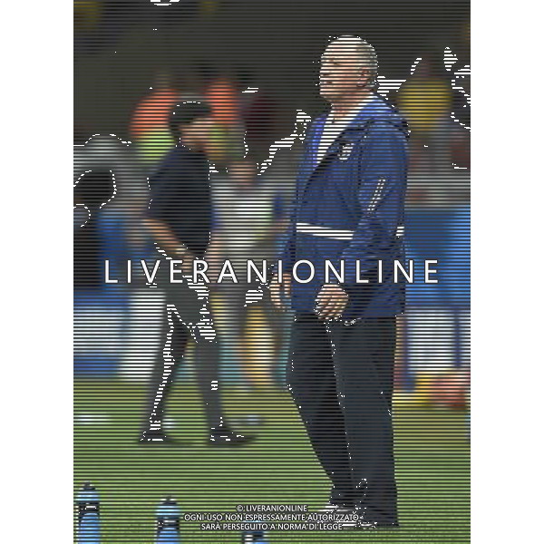 (140708) -- BELO HORIZONTE, July 8, 2014 () -- Brazil\'s coach Luiz Felipe Scolari (front) reacts during a semifinal match between Brazil and Germany of 2014 FIFA World Cup at the Estadio Mineirao Stadium in Belo Horizonte, Brazil, on July 8, 2014.(/Qi Heng)(pcy) AG ALDO LIVERANI SAS ONLY ITALY
