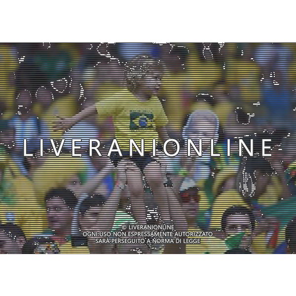 (140708) -- BELO HORIZONTE, July 8, 2014 () -- A young Brazil\'s supporter is seen before a semifinal match between Brazil and Germany of 2014 FIFA World Cup at the Estadio Mineirao Stadium in Belo Horizonte, Brazil, on July 8, 2014.(/Liu Dawei)(pcy) AG ALDO LIVERANI SAS ONLY ITALY