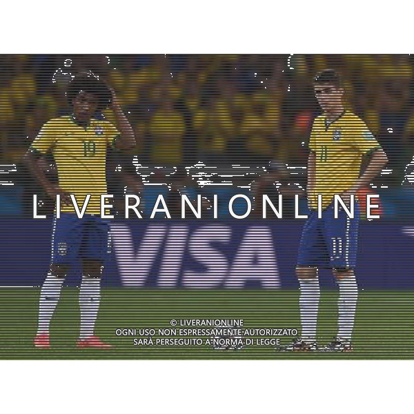 FIFA World Cup Brasile 2014 Semifinali Belo Horizonte - 08.07.2014 Brasile-Germania Nella Foto:delusione oscar e willian /Ph.Vitez-Ag. Aldo Liverani