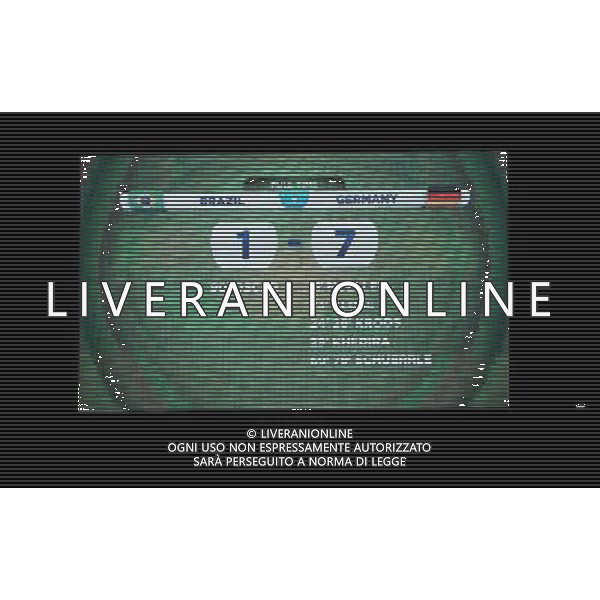 FIFA World Cup Brasile 2014 Semifinali Belo Horizonte - 08.07.2014 Brasile-Germania Nella Foto:tabellone con il risultato finale brasile 1 germania 7 /Ph.Vitez-Ag. Aldo Liverani