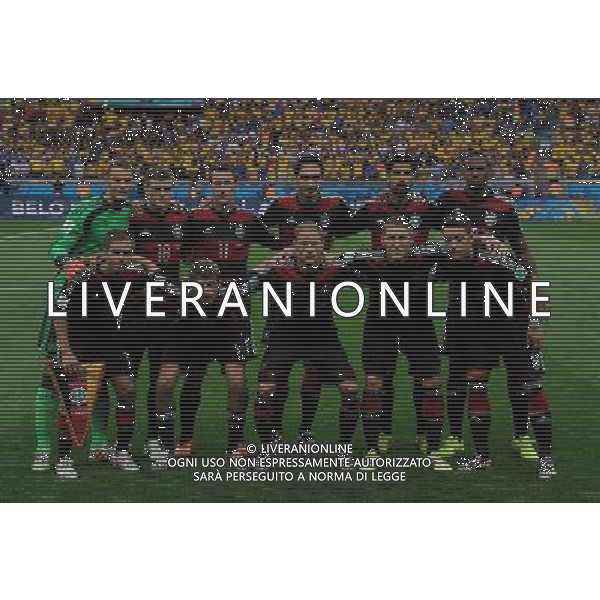 FIFA World Cup Brasile 2014 Semifinali Belo Horizonte - 08.07.2014 Brasile-Germania Nella Foto:Germania Squadra Formazione Neuer,Hoewedes,Hummels,Khedira,Schweinsteiger,Ozil,Klose,Mueller,Lahm,Kroos,Boateng /Ph.Vitez-Ag. Aldo Liverani