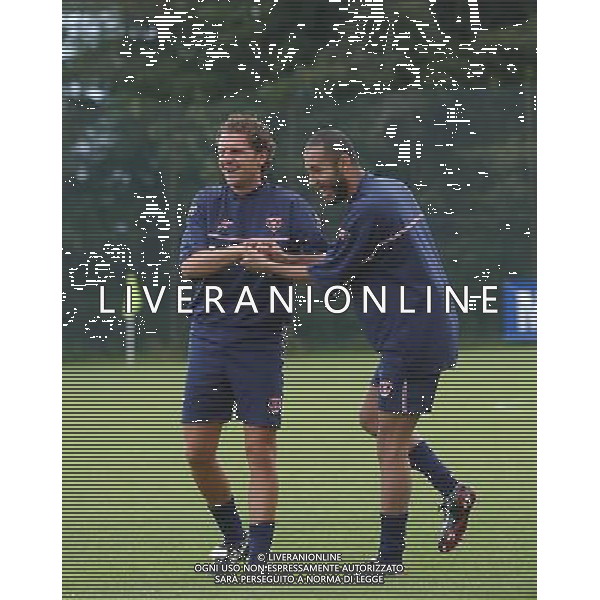 FOLGARIA 02/07/2003 PRIMO ALLENAMENTO IN RITIRO DEL PERUGIA CALCIO NELLA FOTO: SAADI AL GHEDDAFI E PAGLIUCA LUIGI* FOTO 1905/ROBERTO SETTONCE/ALDO LIVERANI