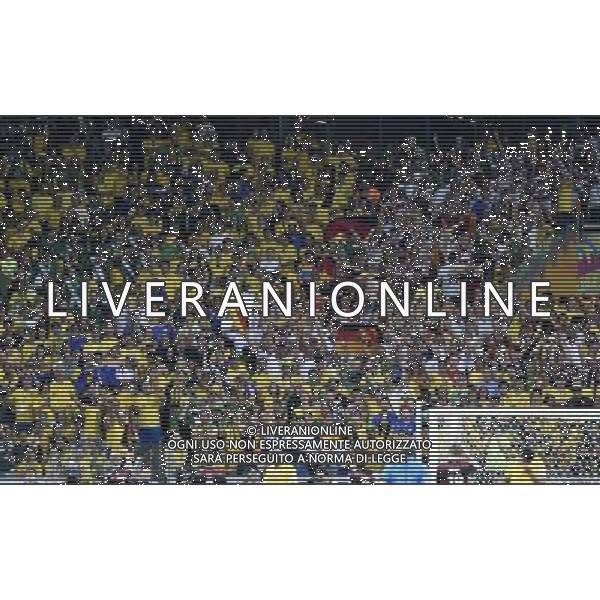 (140708) -- BELO HORIZONTE, July 8, 2014 () -- Germany\'s fan cheer for their team during a semifinal match between Brazil and Germany of 2014 FIFA World Cup at the Estadio Mineirao Stadium in Belo Horizonte, Brazil, on July 8, 2014. Germany won 7-1 over Brazil and qualified for the final on Tuesday. (/Qi Heng)(pcy) ©photoshot/Agenzia Aldo Liverani sas - ITALY ONLY - EDITORIAL USE ONLY - BRASILE VS GERMANIA partita di semifinale Coppa del mondo FIFA 2014 Mineirao stadio Estadio a Belo Horizonte, in Brasile, 8 luglio 2014, la Germania ha vinto 7-1 e qualificato per la finale