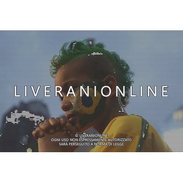 (140708) -- SAO PAULO, July 08, 2014 () -- A Brazil\'s fan reacts while watching a semifinal match between Brazil and Germany of 2014 FIFA World Cup at the FIFA Fan Fest area in Sao Paulo, Brazil, on july 08, 2014. (/Rahel Patrasso) ©photoshot/Agenzia Aldo Liverani sas - ITALY ONLY - EDITORIAL USE ONLY - BRASILE VS GERMANIA partita di semifinale Coppa del mondo FIFA 2014 Mineirao stadio Estadio a Belo Horizonte, in Brasile, 8 luglio 2014, la Germania ha vinto 7-1 e qualificato per la finale