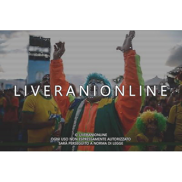(140708) -- BRASILIA, July 08, 2014 () -- A Brazil\'s fan reacts while watching a semifinal match between Brazil and Germany of 2014 FIFA World Cup at the FIFA Fan Fest area in Brasilia, Brazil, on July 08, 2014. (/Jhon Paz) ©photoshot/Agenzia Aldo Liverani sas - ITALY ONLY - EDITORIAL USE ONLY - BRASILE VS GERMANIA partita di semifinale Coppa del mondo FIFA 2014 Mineirao stadio Estadio a Belo Horizonte, in Brasile, 8 luglio 2014, la Germania ha vinto 7-1 e qualificato per la finale