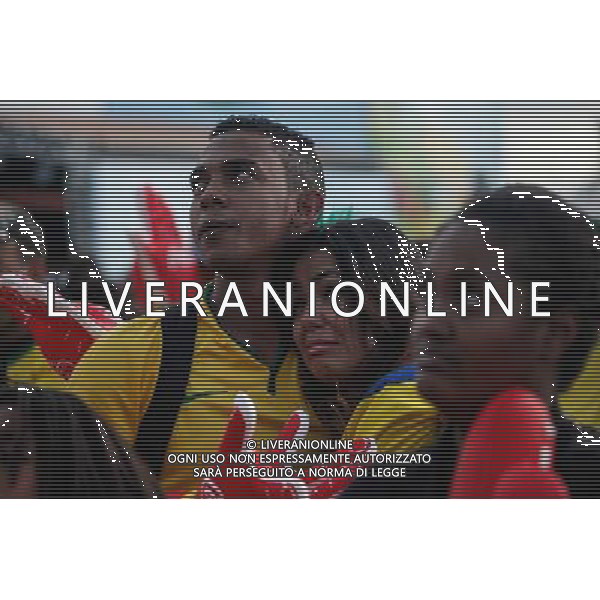 (140708) -- BRASILIA, July 08, 2014 () -- Brazil\'s fans react while watching a semifinal match between Brazil and Germany of 2014 FIFA World Cup at the FIFA Fan Fest area in Brasilia, Brazil, on July 08, 2014. (/Jhon Paz) ©photoshot/Agenzia Aldo Liverani sas - ITALY ONLY - EDITORIAL USE ONLY - BRASILE VS GERMANIA partita di semifinale Coppa del mondo FIFA 2014 Mineirao stadio Estadio a Belo Horizonte, in Brasile, 8 luglio 2014, la Germania ha vinto 7-1 e qualificato per la finale