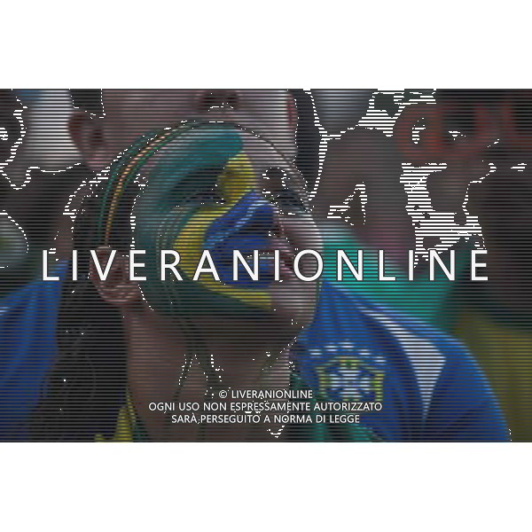 (140708) -- BRASILIA, July 08, 2014 () -- A Brazil\'s fan reacts while watching a semifinal match between Brazil and Germany of 2014 FIFA World Cup at the FIFA Fan Fest area in Brasilia, Brazil, on July 08, 2014. (/Jhon Paz) ©photoshot/Agenzia Aldo Liverani sas - ITALY ONLY - EDITORIAL USE ONLY - BRASILE VS GERMANIA partita di semifinale Coppa del mondo FIFA 2014 Mineirao stadio Estadio a Belo Horizonte, in Brasile, 8 luglio 2014, la Germania ha vinto 7-1 e qualificato per la finale