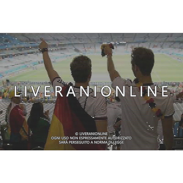 (140708) -- BELO HORIZONTE, July 8, 2014 () -- Germany\'s fans celebrate the victory after a semifinal match between Brazil and Germany of 2014 FIFA World Cup at the Estadio Mineirao Stadium in Belo Horizonte, Brazil, on July 8, 2014. Germany won 7-1 over Brazil and qualified for the final on Tuesday. (/Li Ming)(pcy) ©photoshot/Agenzia Aldo Liverani sas - ITALY ONLY - EDITORIAL USE ONLY - BRASILE VS GERMANIA partita di semifinale Coppa del mondo FIFA 2014 Mineirao stadio Estadio a Belo Horizonte, in Brasile, 8 luglio 2014, la Germania ha vinto 7-1 e qualificato per la finale