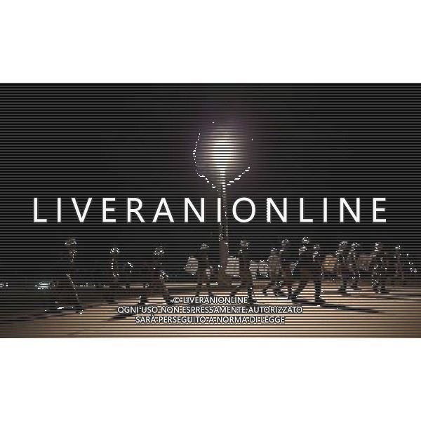 (140708) -- BELO HORIZONTE, July 8, 2014 () -- Riot police patrol after a semifinal match between Brazil and Germany of 2014 FIFA World Cup outside the Estadio Mineirao Stadium in Belo Horizonte, Brazil, on July 8, 2014. Germany won 7-1 over Brazil and qualified for the final on Tuesday. (/Li Ming)(pcy) ©photoshot/Agenzia Aldo Liverani sas - ITALY ONLY - EDITORIAL USE ONLY - BRASILE VS GERMANIA partita di semifinale Coppa del mondo FIFA 2014 Mineirao stadio Estadio a Belo Horizonte, in Brasile, 8 luglio 2014, la Germania ha vinto 7-1 e qualificato per la finale