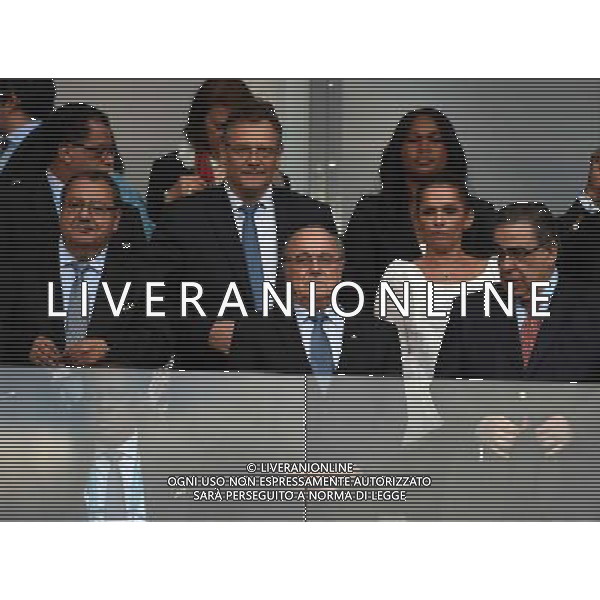 (140708) -- BELO HORIZONTE, July 8, 2014 () -- President of FIFA Sepp Blatter (C, front) looks on before a semifinal match between Brazil and Germany of 2014 FIFA World Cup at the Estadio Mineirao Stadium in Belo Horizonte, Brazil, on July 8, 2014. Germany won 7-1 over Brazil and qualified for the final on Tuesday. (/Liu Dawei)(pcy) ©photoshot/Agenzia Aldo Liverani sas - ITALY ONLY - EDITORIAL USE ONLY - BRASILE VS GERMANIA partita di semifinale Coppa del mondo FIFA 2014 Mineirao stadio Estadio a Belo Horizonte, in Brasile, 8 luglio 2014, la Germania ha vinto 7-1 e qualificato per la finale