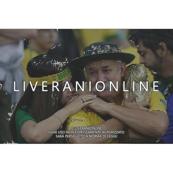 Trauer bei Brasilien nach der hohen Niederlage. // during Semi Final match between Brasil and Germany of the FIFA Worldcup Brazil 2014 at the Mineirao in Belo Horizonte, Brazil on 2014/07/08. EXPA Pictures © 2014, PhotoCredit: EXPA/ Eibner-Pressefoto/ CEZARO *****ATTENTION - OUT of GER***** AG ALDO LIVERANI SAS ONLY ITALY