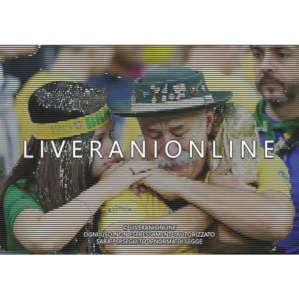 Trauer bei Brasilien nach der hohen Niederlage. // during Semi Final match between Brasil and Germany of the FIFA Worldcup Brazil 2014 at the Mineirao in Belo Horizonte, Brazil on 2014/07/08. EXPA Pictures © 2014, PhotoCredit: EXPA/ Eibner-Pressefoto/ Cezaro *****ATTENTION - OUT of GER***** AG ALDO LIVERANI SAS ONLY ITALY