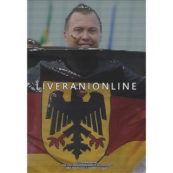 Germany fans in New York watch as their team beats Brazil 7-1 in the World Cup semi final - I tifosi della Germania a New York mentre guardano la partita contro il Brasile vinta 7-1 nella semifinale della Coppa del Mondo FIFA Brasile 2014 ©PHOTOSHOT/Agenzia Aldo Liverani sas - ITALY ONLY - EDITORIAL USE ONLY