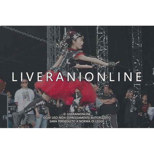 J-Metal group Babymetal perform on the main stage at Sonisphere Festival, Knebworth, UK on 5th July 2014. The band consists of Suzuka Nakamoto (Su-Metal - wearing two gloves), Moa Kikuchi (Moametal - wearing glove on left hand) and Yui Mizuno (Yuimetal - wearing glove on right hand) ©PHOTOSHOT/Agenzia Aldo Liverani sas - ITALY ONLY - EDITORIAL USE ONLY - Il Gruppo Babymetal J-Metal si esibisce sul palco de Festival Sonisphere, Knebworth, Regno Unito il 5 luglio 2014