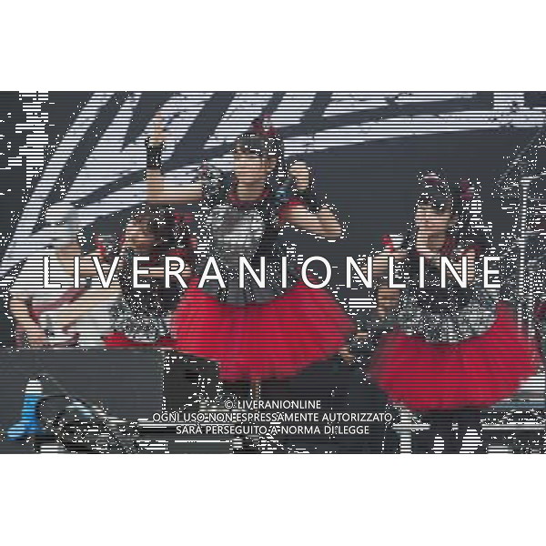 J-Metal group Babymetal perform on the main stage at Sonisphere Festival, Knebworth, UK on 5th July 2014. The band consists of Suzuka Nakamoto (Su-Metal - wearing two gloves), Moa Kikuchi (Moametal - wearing glove on left hand) and Yui Mizuno (Yuimetal - wearing glove on right hand) ©PHOTOSHOT/Agenzia Aldo Liverani sas - ITALY ONLY - EDITORIAL USE ONLY - Il Gruppo Babymetal J-Metal si esibisce sul palco de Festival Sonisphere, Knebworth, Regno Unito il 5 luglio 2014