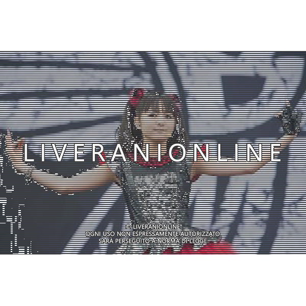 J-Metal group Babymetal perform on the main stage at Sonisphere Festival, Knebworth, UK on 5th July 2014. The band consists of Suzuka Nakamoto (Su-Metal - wearing two gloves), Moa Kikuchi (Moametal - wearing glove on left hand) and Yui Mizuno (Yuimetal - wearing glove on right hand) ©PHOTOSHOT/Agenzia Aldo Liverani sas - ITALY ONLY - EDITORIAL USE ONLY - Il Gruppo Babymetal J-Metal si esibisce sul palco de Festival Sonisphere, Knebworth, Regno Unito il 5 luglio 2014