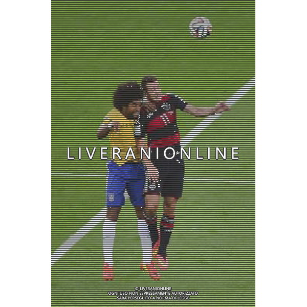 DANTE / Miroslav KLOSE - 08.07.2014 - Bresil / Allemagne - 1/2Finale de la Coupe du Monde 2014 -Belo Horizonte- Photo : David Winter / Icon Sport /Agenzia Aldo Liverani sas - ONLY ITALY - BRASILE VS GERMANIA partita di semifinale Coppa del mondo FIFA 2014 Mineirao stadio Estadio a Belo Horizonte, in Brasile, 8 luglio 2014, la Germania ha vinto 7-1 e qualificato per la finale