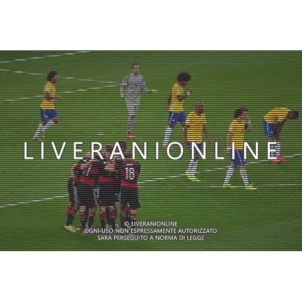 Joie Allemagne / Deception Bresil - 08.07.2014 - Bresil / Allemagne - 1/2Finale de la Coupe du Monde 2014 Photo : Dave Winter / Icon Sport /Agenzia Aldo Liverani sas - ONLY ITALY - BRASILE VS GERMANIA partita di semifinale Coppa del mondo FIFA 2014 Mineirao stadio Estadio a Belo Horizonte, in Brasile, 8 luglio 2014, la Germania ha vinto 7-1 e qualificato per la finale