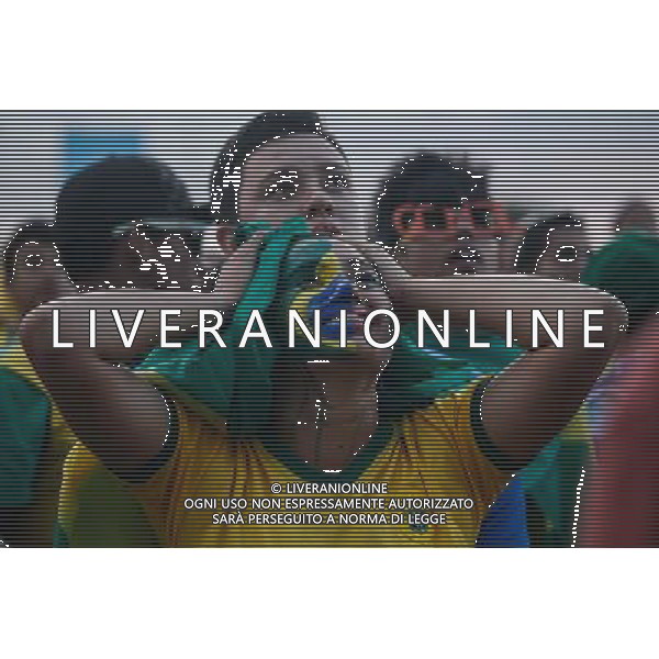 (140708) -- BRASILIA, July 08, 2014 () -- A Brazil\'s fan reacts while watching a semifinal match between Brazil and Germany of 2014 FIFA World Cup at the FIFA Fan Fest area in Brasilia, Brazil, on July 08, 2014. (/Jhon Paz) ©PHOTOSHOT/Agenzia Aldo Liverani sas - ITALY ONLY - EDITORIAL USE ONLY - BRASILE VS GERMANIA partita di semifinale Coppa del mondo FIFA 2014 Mineirao stadio Estadio a Belo Horizonte, in Brasile, 8 luglio 2014, la Germania ha vinto 7-1 e qualificato per la finale