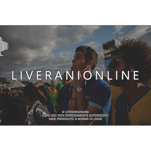 (140708) -- BRASILIA, July 08, 2014 () -- Brazil\'s fans react while watching a semifinal match between Brazil and Germany of 2014 FIFA World Cup at the FIFA Fan Fest area in Brasilia, Brazil, on July 08, 2014. (/Jhon Paz) ©PHOTOSHOT/Agenzia Aldo Liverani sas - ITALY ONLY - EDITORIAL USE ONLY - BRASILE VS GERMANIA partita di semifinale Coppa del mondo FIFA 2014 Mineirao stadio Estadio a Belo Horizonte, in Brasile, 8 luglio 2014, la Germania ha vinto 7-1 e qualificato per la finale