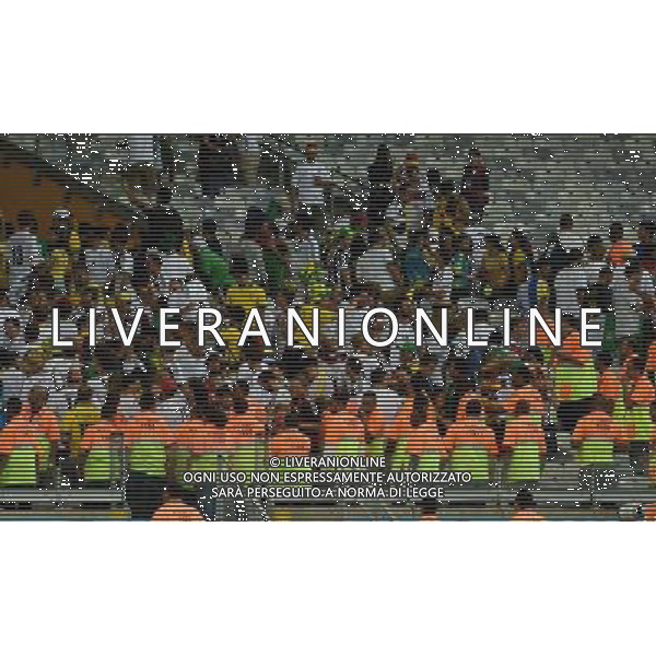 (140708) -- BELO HORIZONTE, July 8, 2014 () -- Germany\'s fans leave the Stadium after a semifinal match between Brazil and Germany of 2014 FIFA World Cup at the Estadio Mineirao Stadium in Belo Horizonte, Brazil, on July 8, 2014. Germany won 7-1 over Brazil and qualified for the final on Tuesday.(/Li Ga)(rh) ©PHOTOSHOT/Agenzia Aldo Liverani sas - ITALY ONLY - EDITORIAL USE ONLY - BRASILE VS GERMANIA partita di semifinale Coppa del mondo FIFA 2014 Mineirao stadio Estadio a Belo Horizonte, in Brasile, 8 luglio 2014, la Germania ha vinto 7-1 e qualificato per la finale