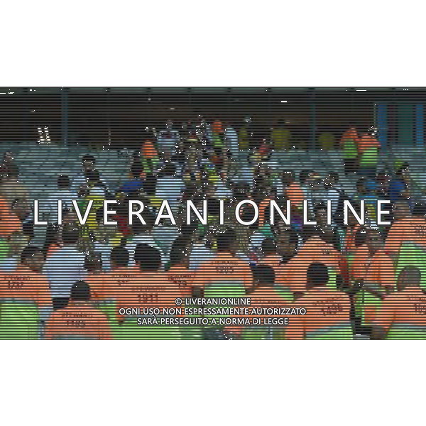 (140708) -- BELO HORIZONTE, July 8, 2014 () -- Germany\'s fans leave the Stadium after a semifinal match between Brazil and Germany of 2014 FIFA World Cup at the Estadio Mineirao Stadium in Belo Horizonte, Brazil, on July 8, 2014. Germany won 7-1 over Brazil and qualified for the final on Tuesday.(/Li Ga)(rh) ©PHOTOSHOT/Agenzia Aldo Liverani sas - ITALY ONLY - EDITORIAL USE ONLY - BRASILE VS GERMANIA partita di semifinale Coppa del mondo FIFA 2014 Mineirao stadio Estadio a Belo Horizonte, in Brasile, 8 luglio 2014, la Germania ha vinto 7-1 e qualificato per la finale