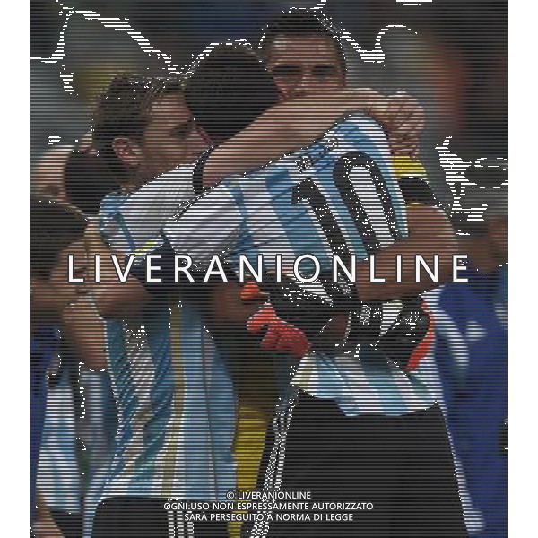 FIFA World Cup Brasile 2014 Semifinali San Paolo - 09.07.2014 Olanda-Argentina Nella Foto:messi romero e biglia esultano /Ph.Vitez-Ag. Aldo Liverani