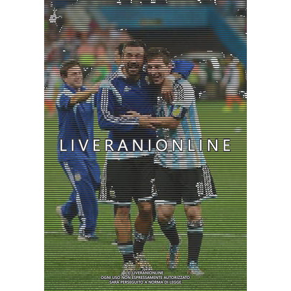 Joie Ezequiel LAVEZZI / Lionel MESSI - 09.07.2014 - Argentine / Pays Bas - 1/2Finale Coupe du Monde -Sao Paulo Photo : Dave Winter / Icon Sport AG ALDO LIVERANI SAS ONLY ITALY