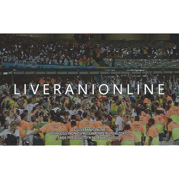 (140708) -- BELO HORIZONTE, July 8, 2014 () -- Germany\'s fans leave the Stadium after a semifinal match between Brazil and Germany of 2014 FIFA World Cup at the Estadio Mineirao Stadium in Belo Horizonte, Brazil, on July 8, 2014. Germany won 7-1 over Brazil and qualified for the final on Tuesday.(/Li Ga)(rh) ©photoshot/Agenzia Aldo Liverani sas - ITALY ONLY - EDITORIAL USE ONLY - BRASILE VS GERMANIA partita di semifinale Coppa del mondo FIFA 2014 Mineirao stadio Estadio a Belo Horizonte, in Brasile, 8 luglio 2014, la Germania ha vinto 7-1 e qualificato per la finale