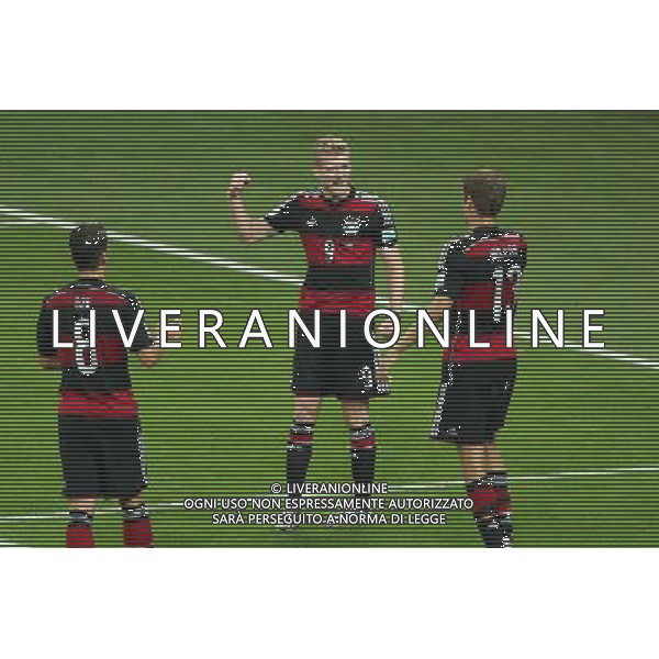 (140708) -- BELO HORIZONTE, July 8, 2014 () -- Germany\'s Andre Schuerrle (C) celebrates a goal during a semifinal match between Brazil and Germany of 2014 FIFA World Cup at the Estadio Mineirao Stadium in Belo Horizonte, Brazil, on July 8, 2014. Germany won 7-1 over Brazil and qualified for the final on Tuesday.(/Li Ming)(rh) ©photoshot/Agenzia Aldo Liverani sas - ITALY ONLY - EDITORIAL USE ONLY - BRASILE VS GERMANIA partita di semifinale Coppa del mondo FIFA 2014 Mineirao stadio Estadio a Belo Horizonte, in Brasile, 8 luglio 2014, la Germania ha vinto 7-1 e qualificato per la finale
