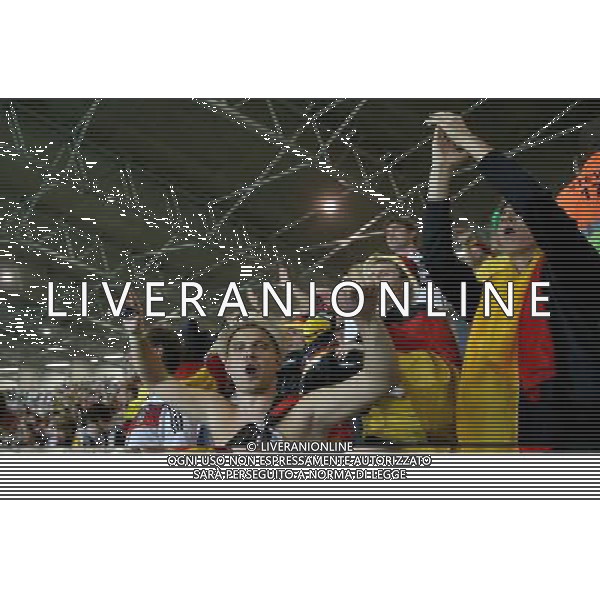 (140708) -- BELO HORIZONTE, July 8, 2014 () -- Germany\'s fans celebrate the victory after a semifinal match between Brazil and Germany of 2014 FIFA World Cup at the Estadio Mineirao Stadium in Belo Horizonte, Brazil, on July 8, 2014. Germany won 7-1 over Brazil and qualified for the final on Tuesday. (/Li Ming)(pcy) ©photoshot/Agenzia Aldo Liverani sas - ITALY ONLY - EDITORIAL USE ONLY - BRASILE VS GERMANIA partita di semifinale Coppa del mondo FIFA 2014 Mineirao stadio Estadio a Belo Horizonte, in Brasile, 8 luglio 2014, la Germania ha vinto 7-1 e qualificato per la finale