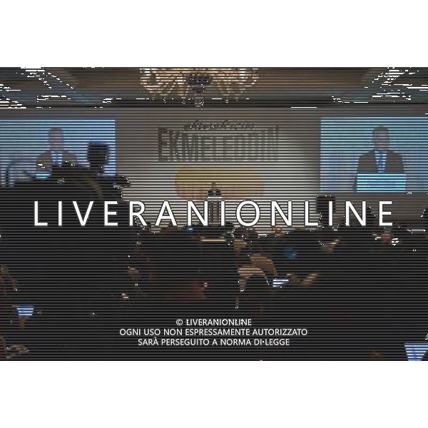 (140710) -- ISTANBUL, July 10, 2014 () -- Turkish presidential candidate Ekmeleddin Ihsanoglu gives a speech at a press conference in Istanbul, on July 10, 2014. As the sectarian war between Sunnis and Shiites has been escalating in Turkey\'s neighbor Iraq, Turkish presidential candidates appeal for unity and solidarity at their publicity campaigns here on Thursday. (/Lu Zhe)(bxq) ©PHOTOSHOT/Agenzia Aldo Liverani sas - - ITALY ONLY - EDITORIAL USE ONLY - Il Candidato presidenziale turco Ekmeleddin Ihsanoglu fa un discorso ad una conferenza stampa a Istanbul, Turchia 10 luglio 2014