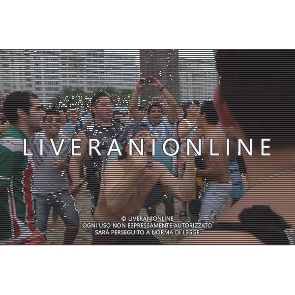 Supporters Argentine sur la plage de Copacabana - 11.07.2014 - Coupe du Monde 2014 - Bresil Photo : Dave Winter / Icon SPort /Agenzia Aldo Liverani sas - ITALY ONLY - EDITORIAL USE ONLY - Tifosi sulla spiaggia di Copacabana per la Coppa del Mondo Fifa Brasile 2014