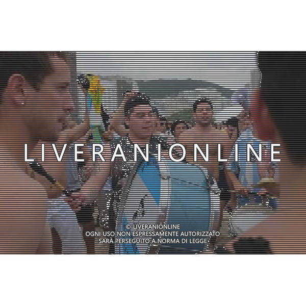 Supporters Argentine sur la plage de Copacabana - 11.07.2014 - Coupe du Monde 2014 - Bresil Photo : Dave Winter / Icon SPort /Agenzia Aldo Liverani sas - ITALY ONLY - EDITORIAL USE ONLY - Tifosi sulla spiaggia di Copacabana per la Coppa del Mondo Fifa Brasile 2014