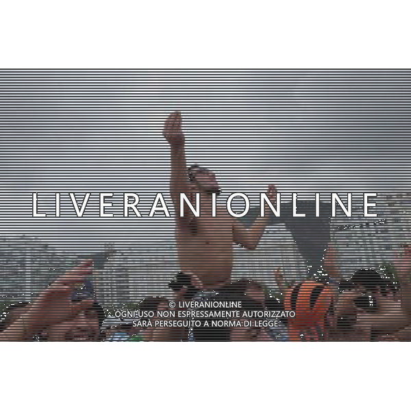 Supporters Argentine sur la plage de Copacabana - 11.07.2014 - Coupe du Monde 2014 - Bresil Photo : Dave Winter / Icon SPort /Agenzia Aldo Liverani sas - ITALY ONLY - EDITORIAL USE ONLY - Tifosi sulla spiaggia di Copacabana per la Coppa del Mondo Fifa Brasile 2014