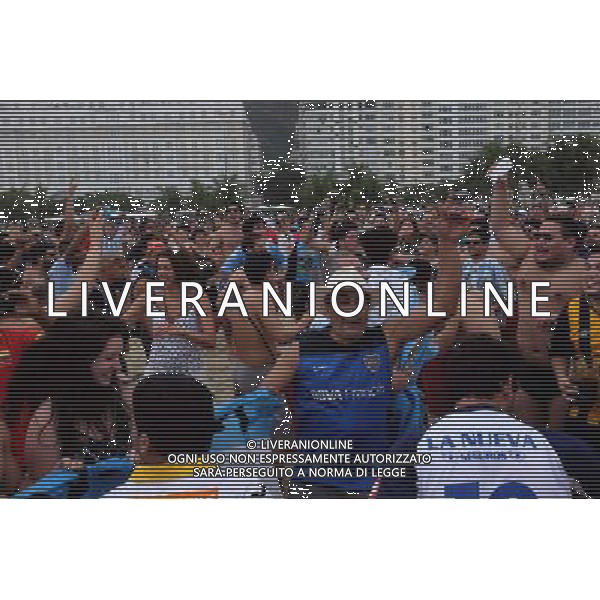 Supporters Argentine sur la plage de Copacabana - 11.07.2014 - Coupe du Monde 2014 - Bresil Photo : Dave Winter / Icon SPort /Agenzia Aldo Liverani sas - ITALY ONLY - EDITORIAL USE ONLY - Tifosi sulla spiaggia di Copacabana per la Coppa del Mondo Fifa Brasile 2014