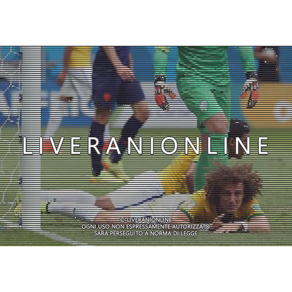 (140712) -- BRASILIA, July 12, 2014 () -- Brazil\'s David Luiz (front) reacts during the third place play-off match between Brazil and Netherlands of 2014 FIFA World Cup at the Estadio Nacional Stadium in Brasilia, Brazil, on July 12, 2014.(/Cao Can)(rh) AG ALDO LIVERANI SAS ONLY ITALY