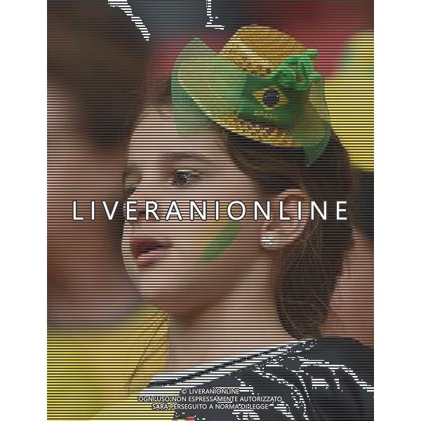 (140712) -- BRASILIA, July 12, 2014 () -- A Brazil\'s fan looks on before the third place play-off match between Brazil and Netherlands of 2014 FIFA World Cup at the Estadio Nacional Stadium in Brasilia, Brazil, on July 12, 2014.(/Guo Yong)(pcy) AG ALDO LIVERANI SAS ONLY ITALY