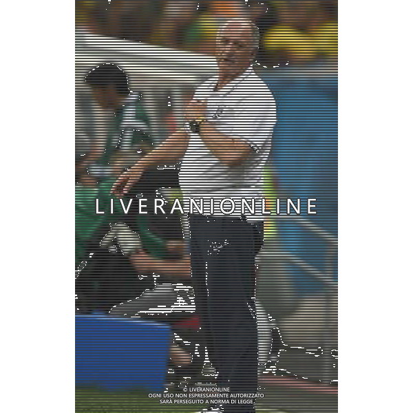 (140712) -- BRASILIA, July 12, 2014 () -- Brazil\'s coach Luiz Felipe Scolari reacts during the third place play-off match between Brazil and Netherlands of 2014 FIFA World Cup at the Estadio Nacional Stadium in Brasilia, Brazil, on July 12, 2014.(/Guo Yong)(pcy) AG ALDO LIVERANI SAS ONLY ITALY